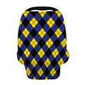 Blue Black And Yellow Argyle Print Baby Seat Cover