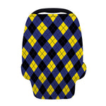 Blue Black And Yellow Argyle Print Baby Seat Cover