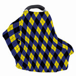 Blue Black And Yellow Argyle Print Baby Seat Cover