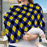 Blue Black And Yellow Argyle Print Baby Seat Cover