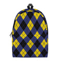 Blue Black And Yellow Argyle Print School Backpack