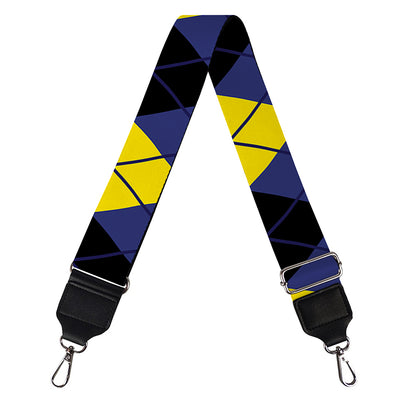 Blue Black And Yellow Argyle Print Bag Strap