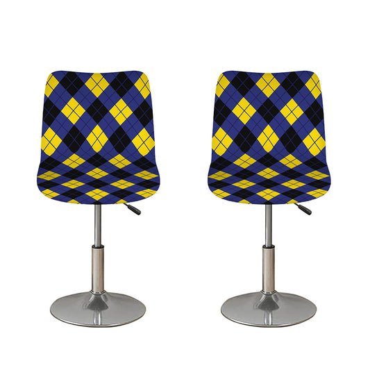 Blue Black And Yellow Argyle Print Bar Stool Covers