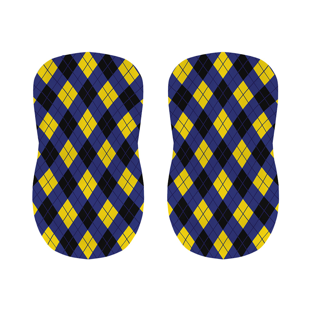 Blue Black And Yellow Argyle Print Bar Stool Covers