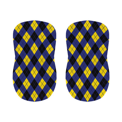 Blue Black And Yellow Argyle Print Bar Stool Covers