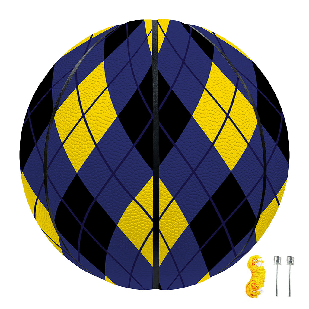 Blue Black And Yellow Argyle Print Basketball