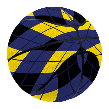 Blue Black And Yellow Argyle Print Basketball