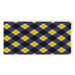 Blue Black And Yellow Argyle Print Beach Towel