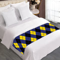 Blue Black And Yellow Argyle Print Bed Runner