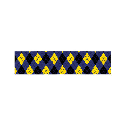Blue Black And Yellow Argyle Print Bed Runner