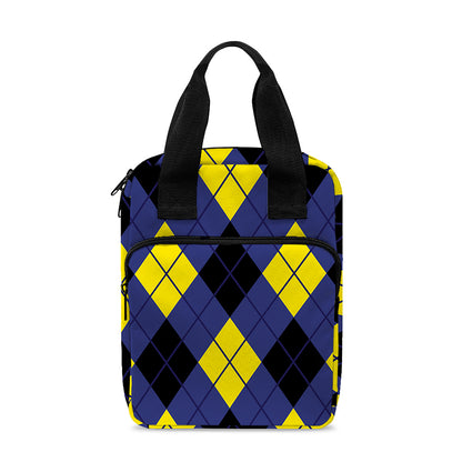 Blue Black And Yellow Argyle Print Bible Tote Bag