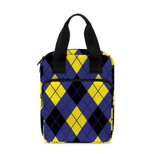Blue Black And Yellow Argyle Print Bible Tote Bag