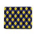 Blue Black And Yellow Argyle Print Bifold Wallet