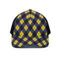 Blue Black And Yellow Argyle Print Black Mesh Trucker Hat