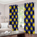 Blue Black And Yellow Argyle Print Dimout Grommet Curtains