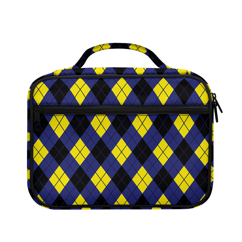 Blue Black And Yellow Argyle Print Briefcase Bible Bag