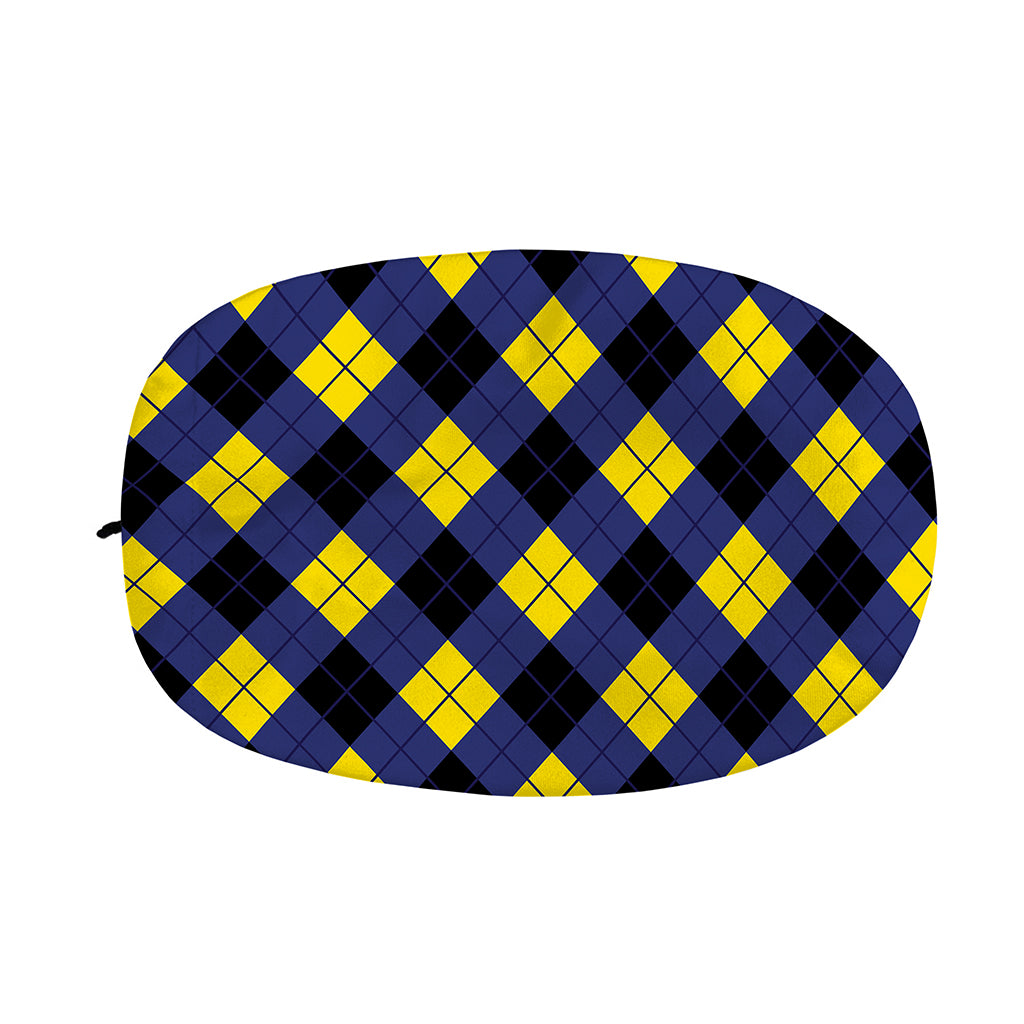 Blue Black And Yellow Argyle Print Car Side Mirror Covers