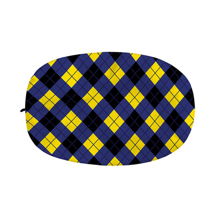 Blue Black And Yellow Argyle Print Car Side Mirror Covers