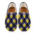 Blue Black And Yellow Argyle Print Casual Shoes
