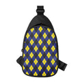 Blue Black And Yellow Argyle Print Sling Bag