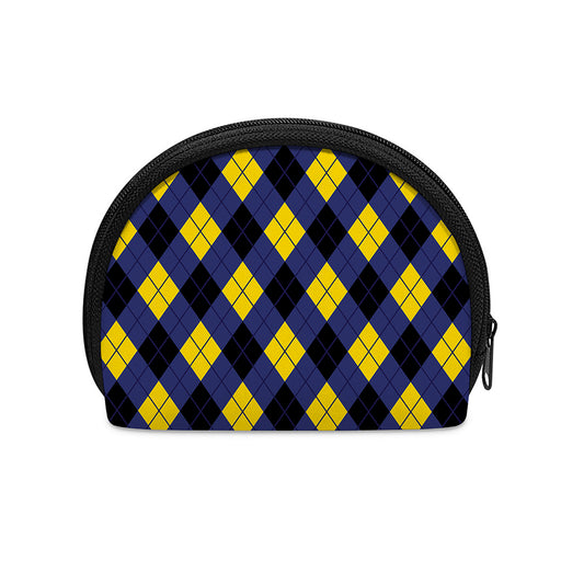 Blue Black And Yellow Argyle Print Coin Purse