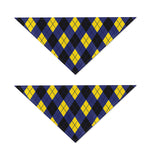 Blue Black And Yellow Argyle Print Dog Bandana