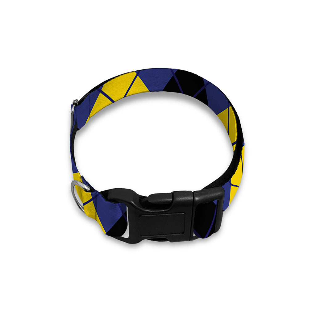 Blue Black And Yellow Argyle Print Dog Collar