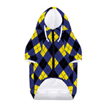 Blue Black And Yellow Argyle Print Dog Zip Up Hoodie