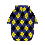 Blue Black And Yellow Argyle Print Dog Zip Up Hoodie