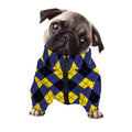 Blue Black And Yellow Argyle Print Dog Zip Up Jacket
