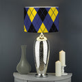 Blue Black And Yellow Argyle Print Drum Lamp Shade