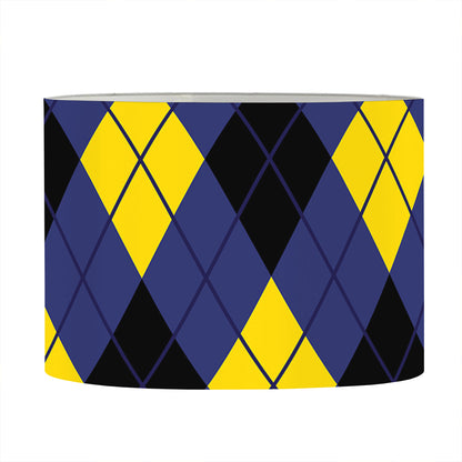 Blue Black And Yellow Argyle Print Drum Lamp Shade