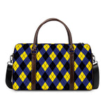Blue Black And Yellow Argyle Print Duffle Bag
