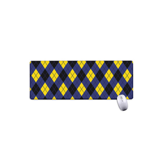 Blue Black And Yellow Argyle Print Extended Mouse Pad