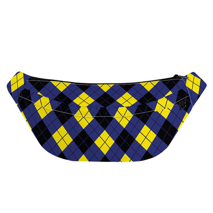 Blue Black And Yellow Argyle Print Fanny Pack