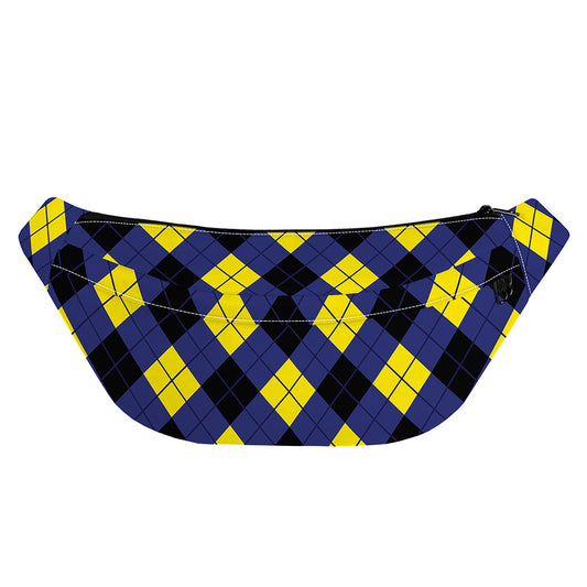 Blue Black And Yellow Argyle Print Fanny Pack