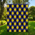 Blue Black And Yellow Argyle Print Garden Flag
