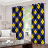 Blue Black And Yellow Argyle Print Grommet Curtains