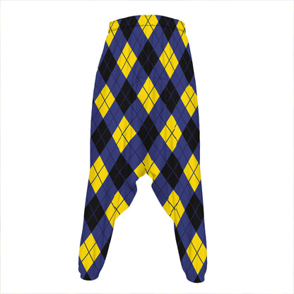 Blue Black And Yellow Argyle Print Hammer Pants