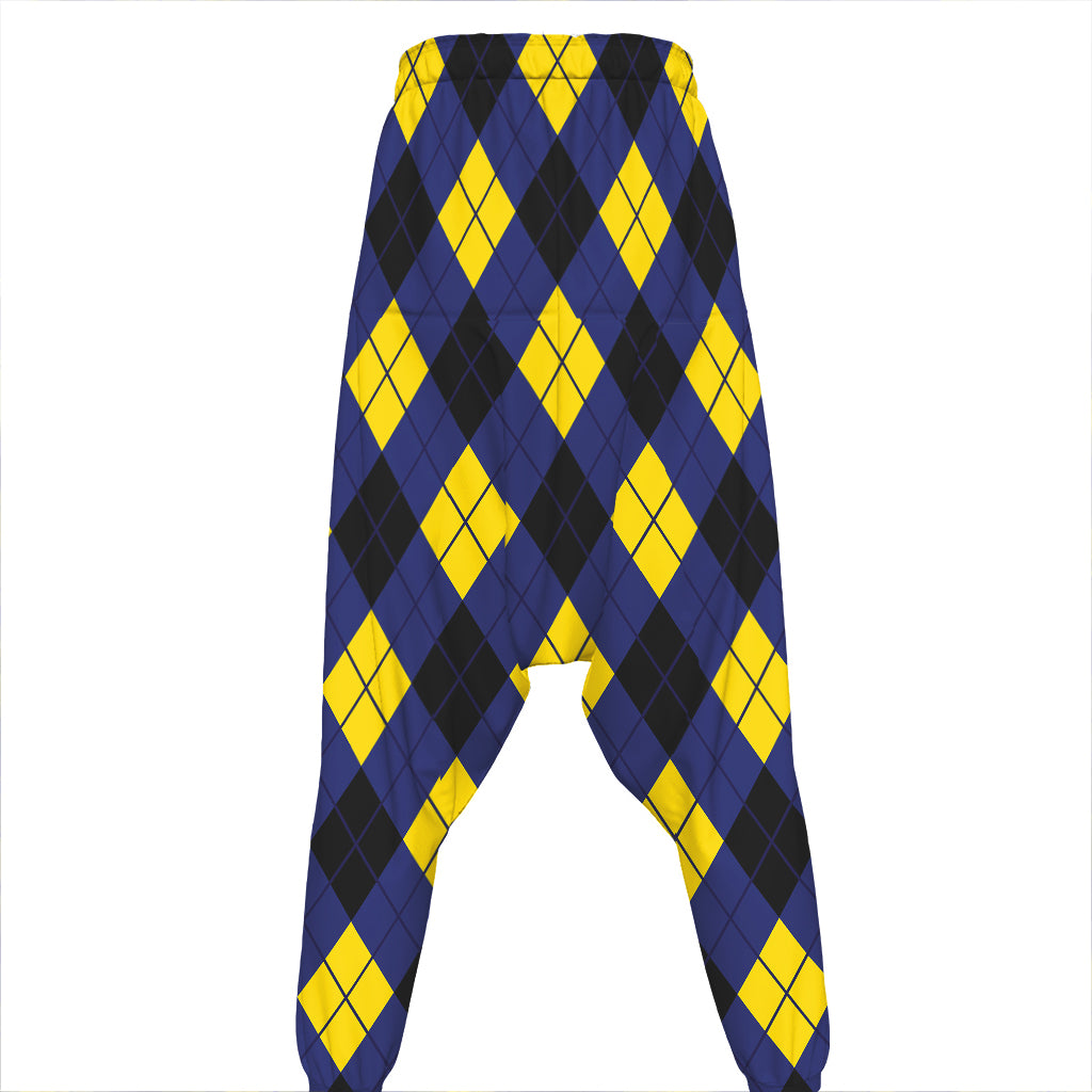 Blue Black And Yellow Argyle Print Hammer Pants