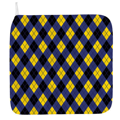 Blue Black And Yellow Argyle Print Hand Towel
