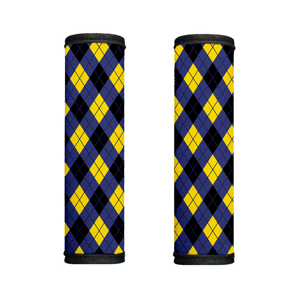 Blue Black And Yellow Argyle Print Handle Covers