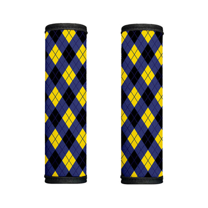Blue Black And Yellow Argyle Print Handle Covers