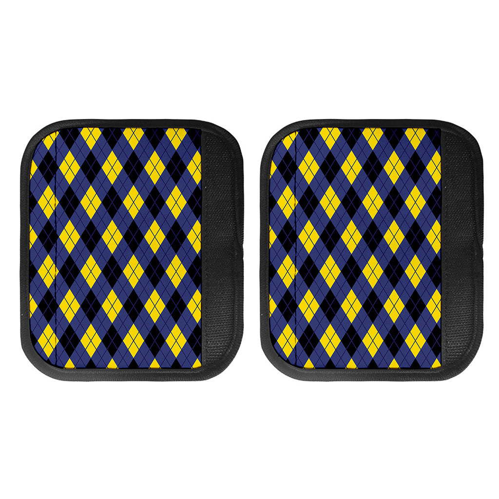 Blue Black And Yellow Argyle Print Handle Covers