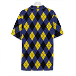 Blue Black And Yellow Argyle Print Hawaiian Shirt