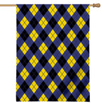 Blue Black And Yellow Argyle Print House Flag
