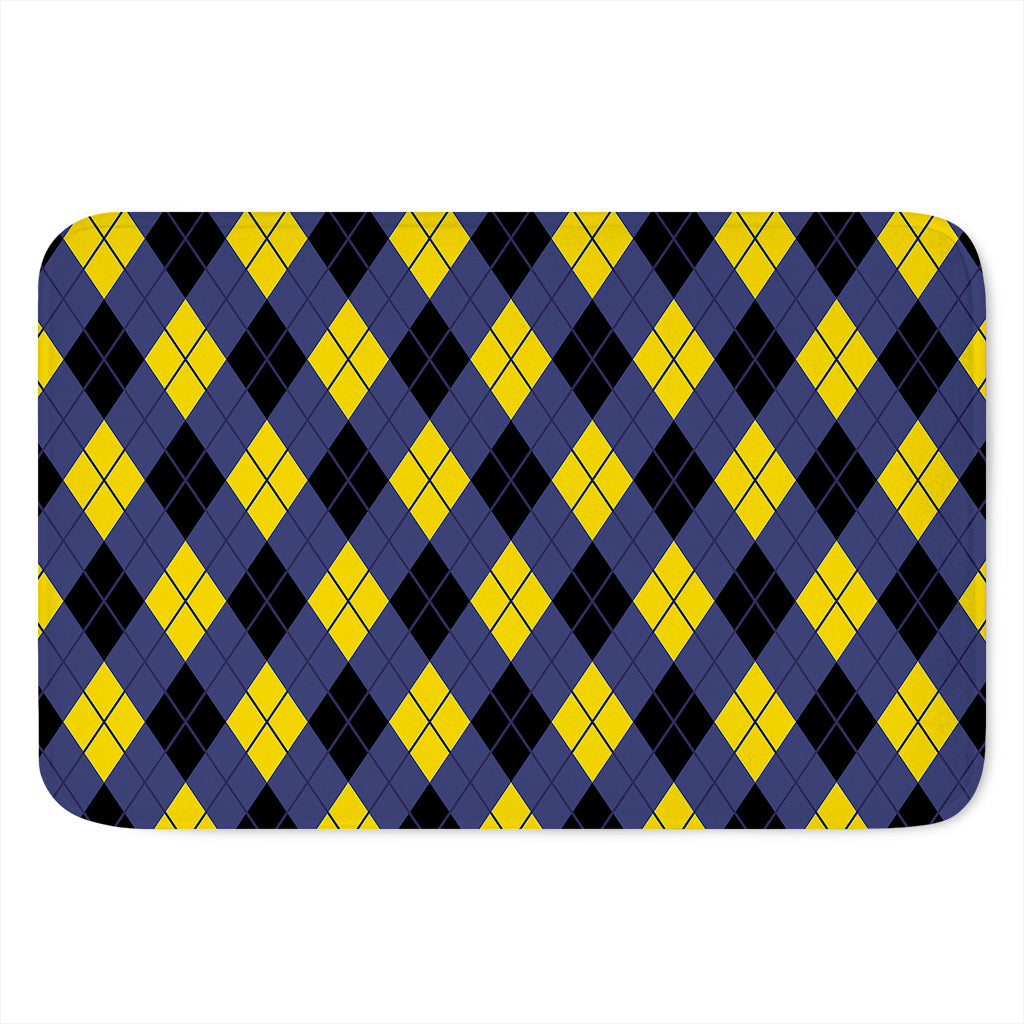 Blue Black And Yellow Argyle Print Indoor Door Mat