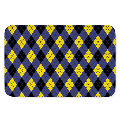 Blue Black And Yellow Argyle Print Indoor Door Mat