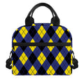 Blue Black And Yellow Argyle Print Insulated Lunch Bag