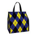 Blue Black And Yellow Argyle Print Insulated Lunch Tote